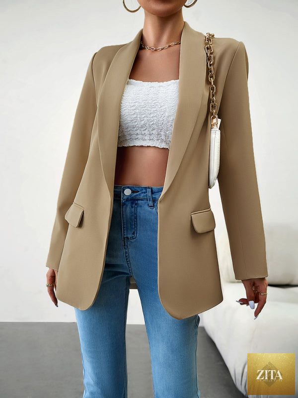 Lady Ros women's professional blazer suit with lapel jacket in multiple colors, tailored for business and formal wear.