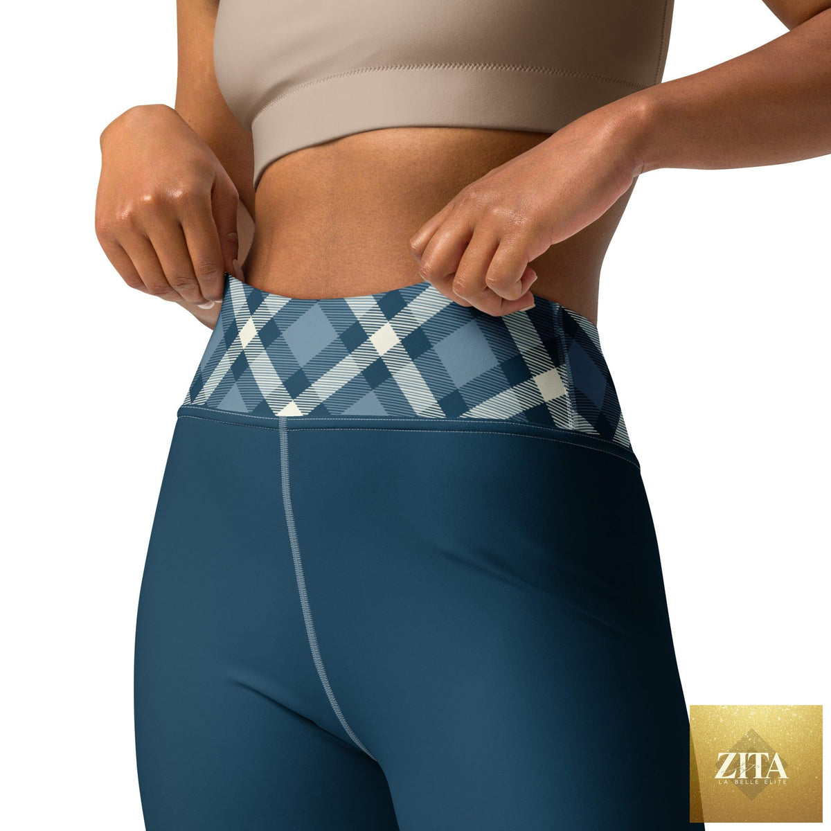 Jolly & Goode Cheeky Check yoga leggings featuring bold checkered pattern and comfortable fit for active wear.