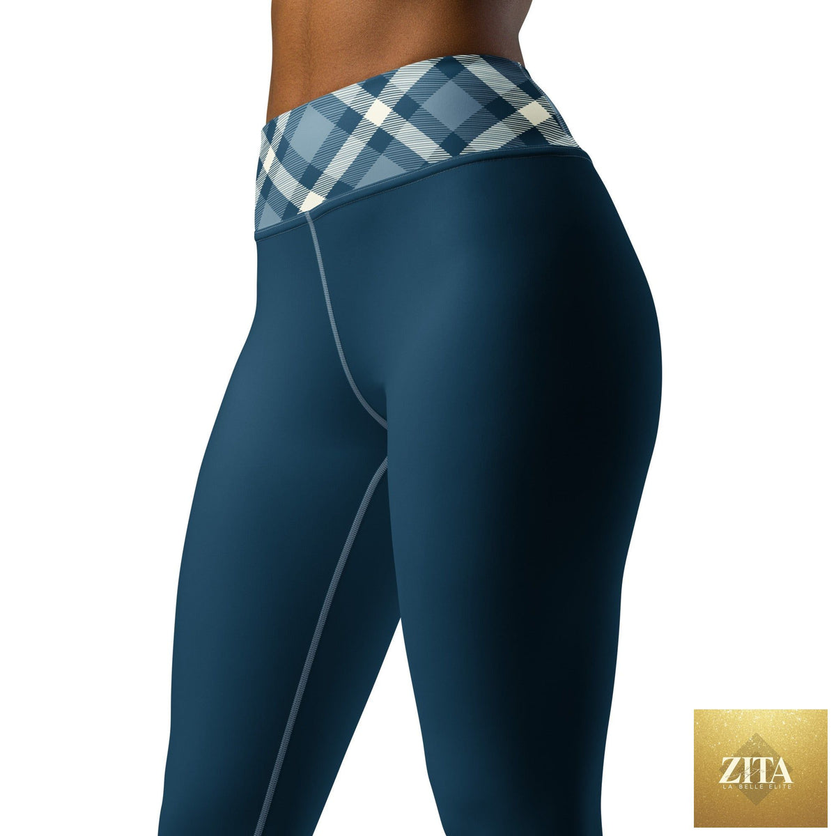 Jolly & Goode Cheeky Check yoga leggings featuring a bold checkered pattern and a snug fit for comfortable active wear.