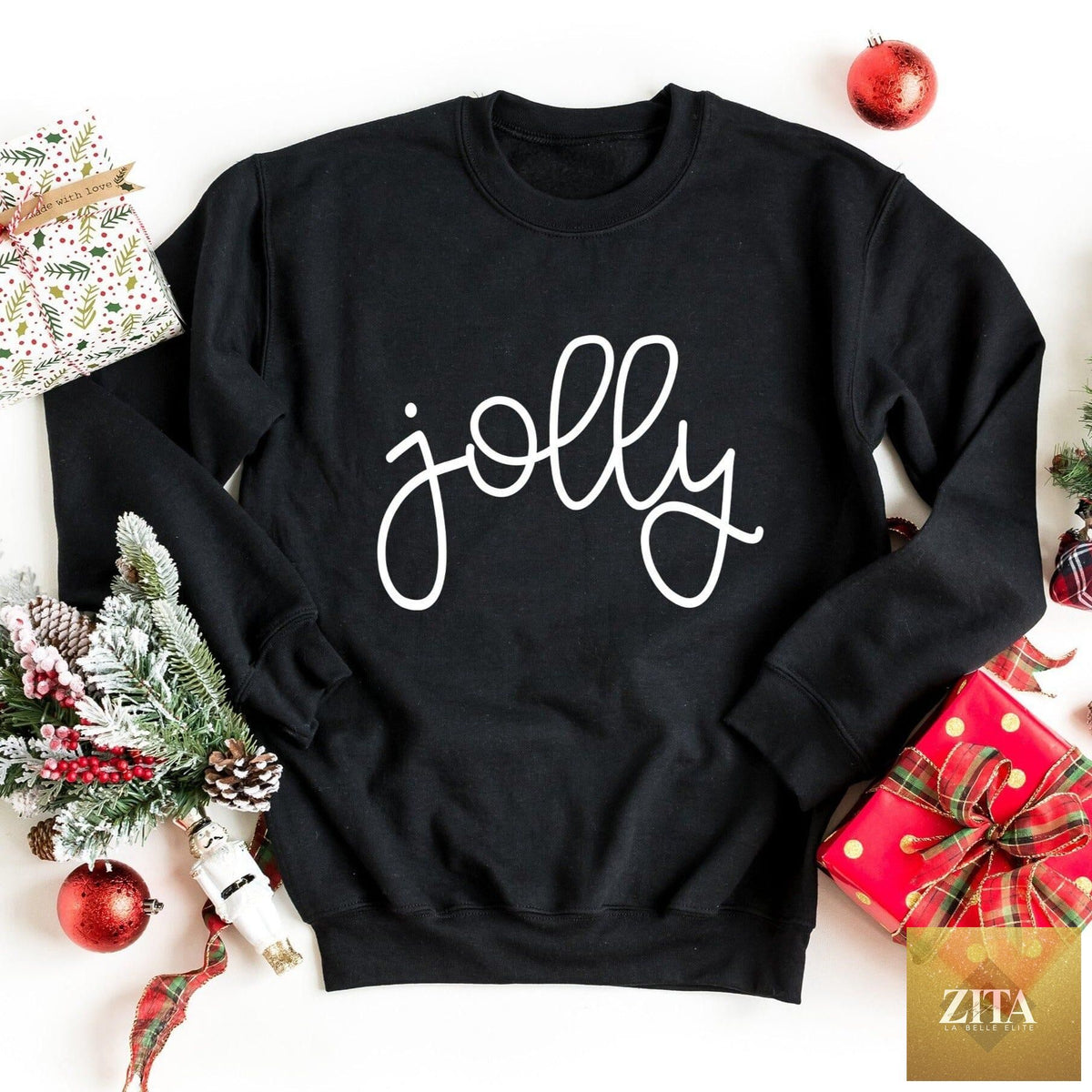 Adorb Custom Tees Jolly Sweatshirt showing a cozy, casual sweatshirt with Jolly printed design in soft fabric.