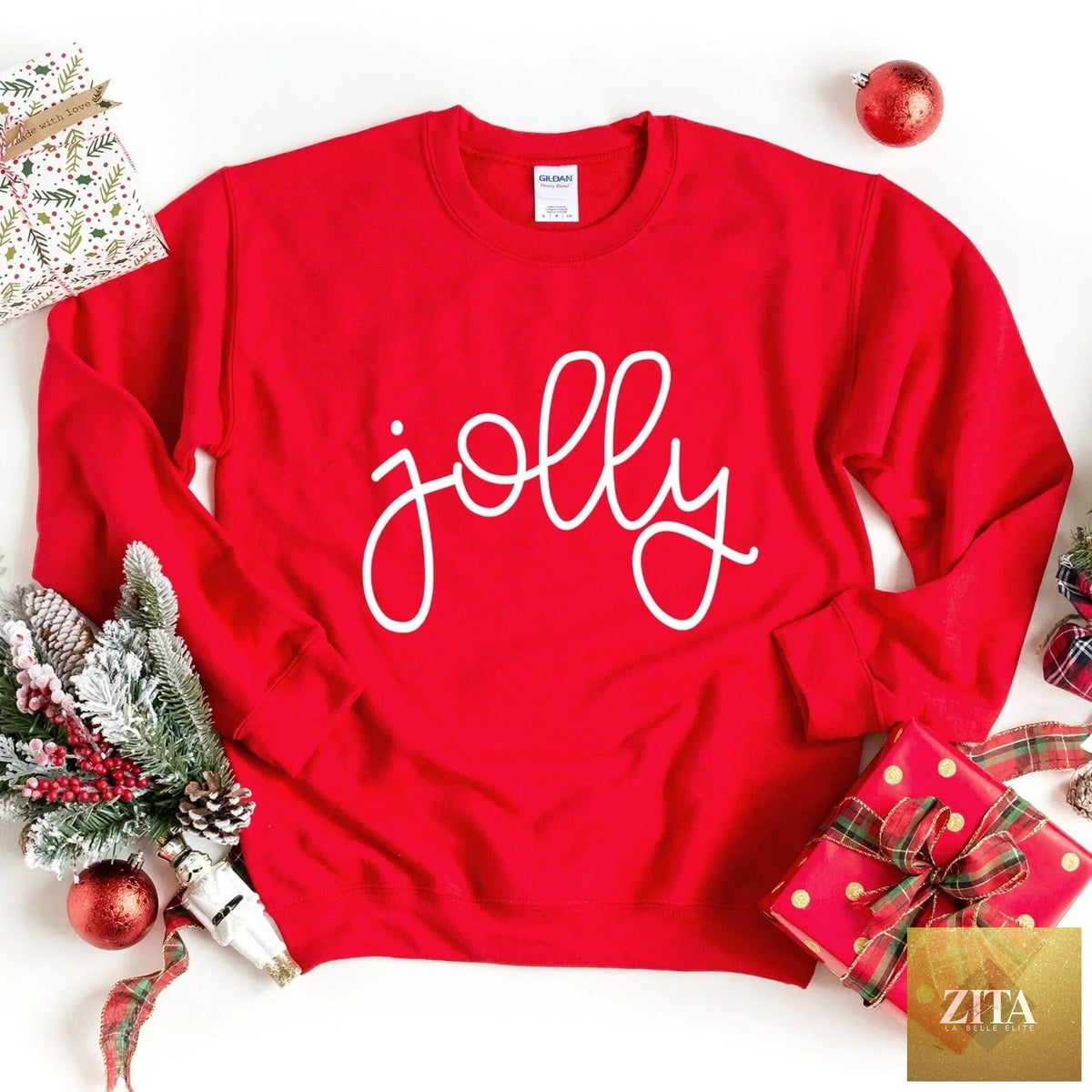 Adorb Custom Tees Jolly Sweatshirt in vibrant colors, featuring a playful jolly design on soft, cozy fabric.