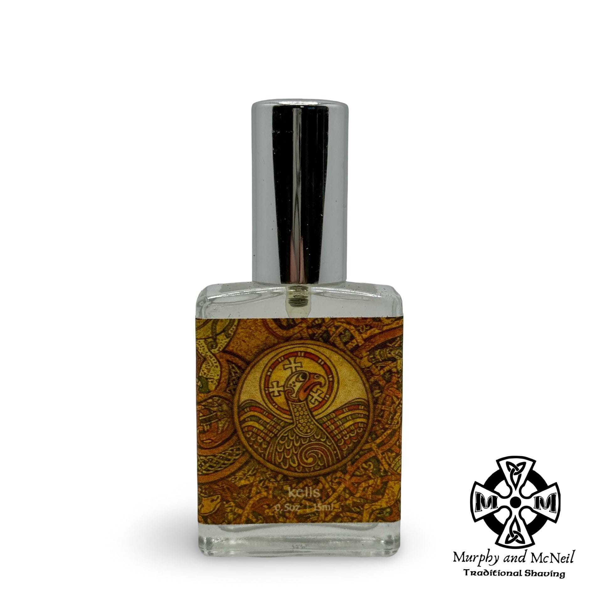 Kells Eau de Parfum bottle by Murphy and McNeil, elegant glass perfume with a minimalist label and a sleek design.