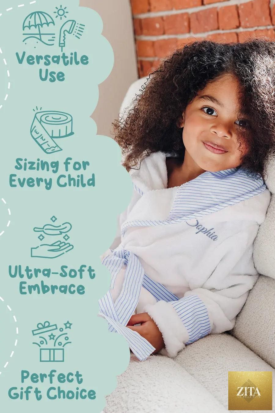 Soft kids plush robe by Lotus Linen, cozy and safe for toddlers and kids, featuring a warm, ultra-soft fabric and playful design.