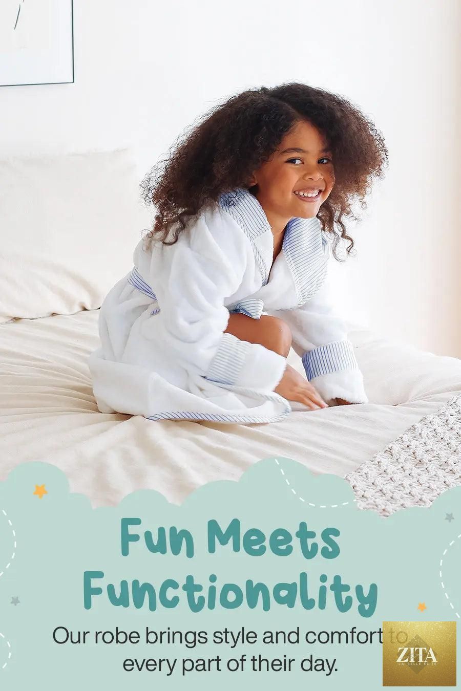 Soft and cozy kids plush robe by Lotus Linen, perfect for toddlers and children, featuring a plush, ultra-soft fabric for warmth and comfort.