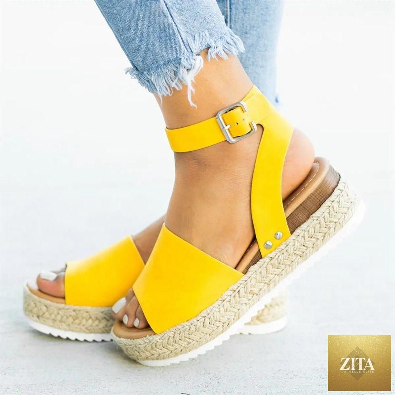 Stevvex women's leopard high heel platform sandals with adjustable straps, thick soles, and belt buckle for summer fashion.