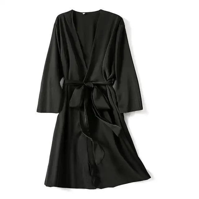 Red soft short sleepwear for women by Stevvex, featuring a trendy V-neck design, comfortable bathrobe for bridesmaids or parties.