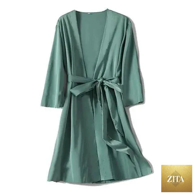 Red soft short sleepwear for women by Stevvex, featuring a trendy V-neck bathrobe style, ideal for bridesmaids or relaxing at home.