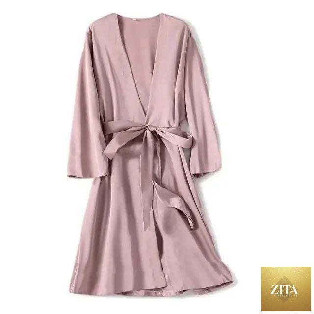 Red soft short sleepwear for women by Stevvex, trendy V-neck bathrobe with comfortable fit, ideal for bridesmaids or relaxing at home.