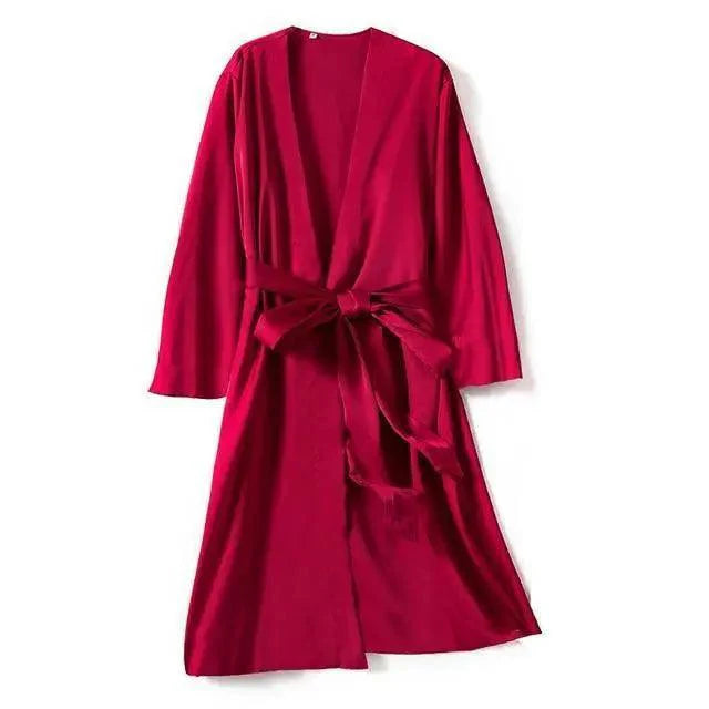 Ladies Fashion Red Soft Short Sleepwear For Women Trendy Women's Comfortable V Neck Bathrobe Bridesmaid Bride Party Robes