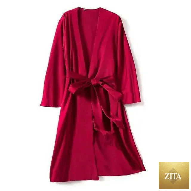Red soft short sleepwear for women by Stevvex, featuring a trendy V-neck design, perfect for comfortable bridesmaid or party robes.