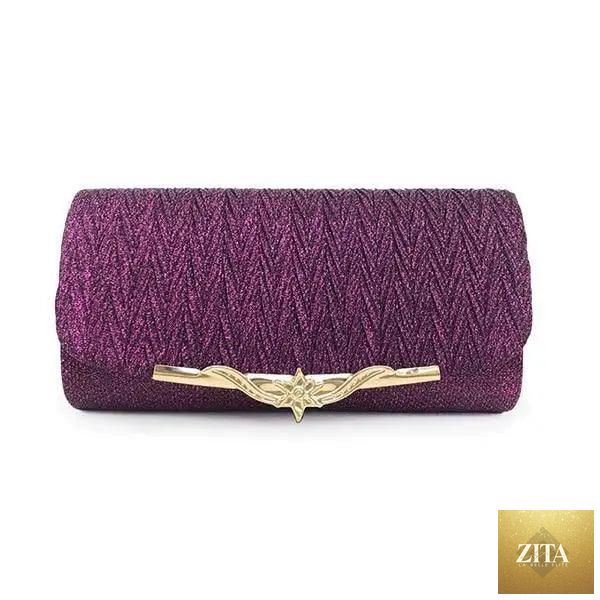 Elegant genuine leather Stevvex women's evening party bag with glitter details, perfect for weddings and formal events.