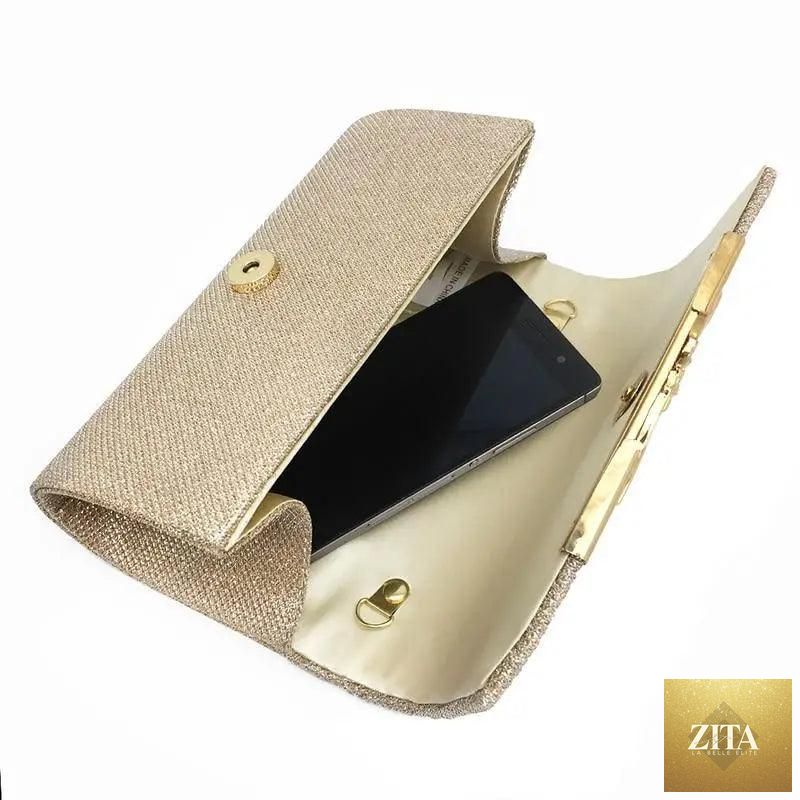 Elegant genuine leather women's evening party bag with glitter details, perfect for weddings and special occasions by Stevvex.
