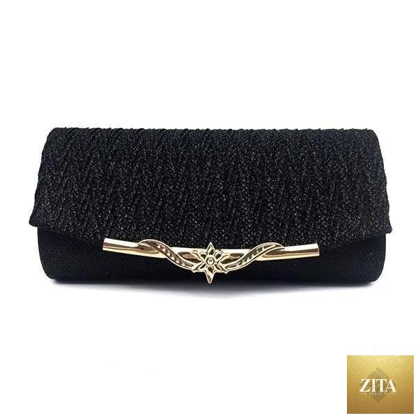 Elegant genuine leather evening party clutch bag by Stevvex with glitter detail, ideal for weddings and special occasions.