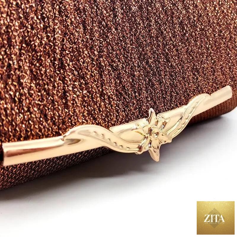 Elegant genuine leather evening party bag by Stevvex with glitter detail, perfect for weddings, banquets, and formal events for ladies.