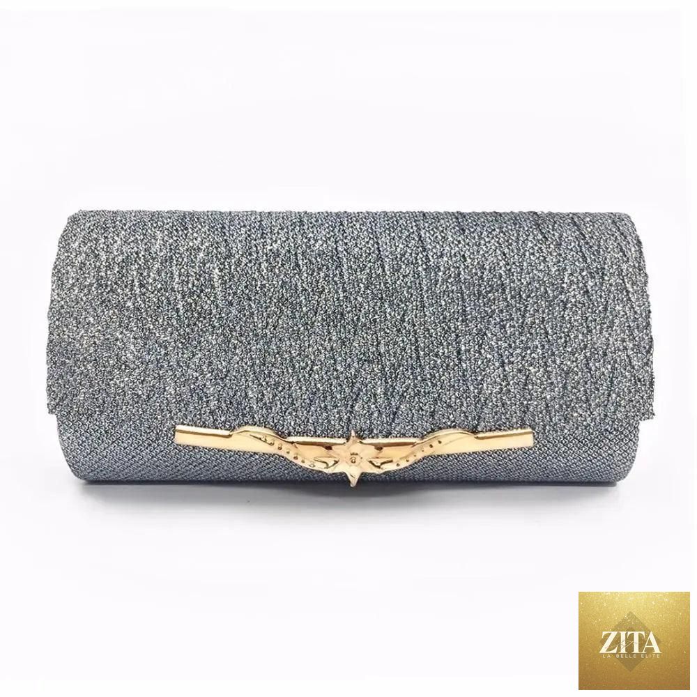 Elegant genuine leather Stevvex evening party bag with glitter detail, perfect for weddings and formal events.