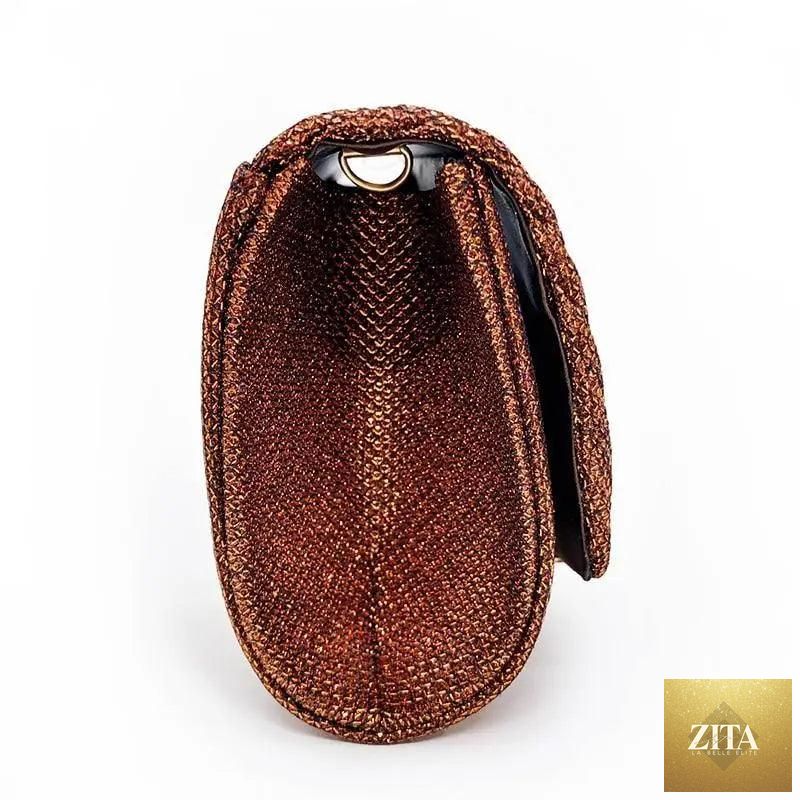 Elegant Stevvex genuine leather women's evening party clutch with glitter detail, perfect for weddings and special events.