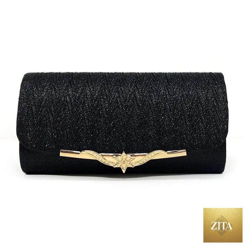 Elegant genuine leather evening party bag by Stevvex with glitter accents, perfect for weddings and special occasions.