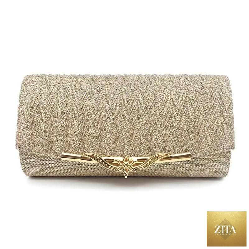 Elegant genuine leather Stevvex women's evening party clutch with glitter, perfect for weddings and special occasions.