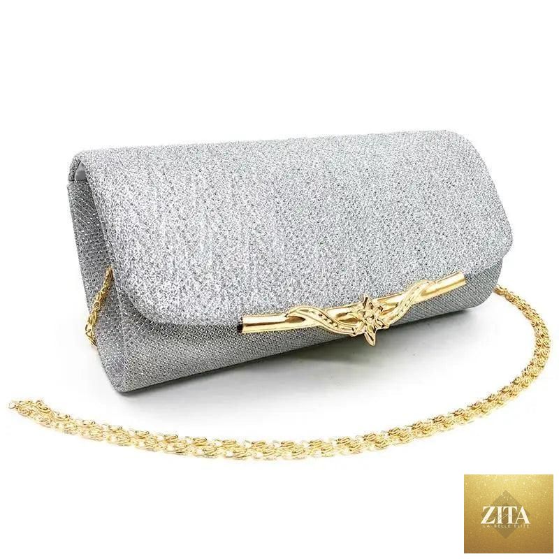Elegant genuine leather evening party bag by Stevvex with glitter accents, perfect for weddings and special occasions.