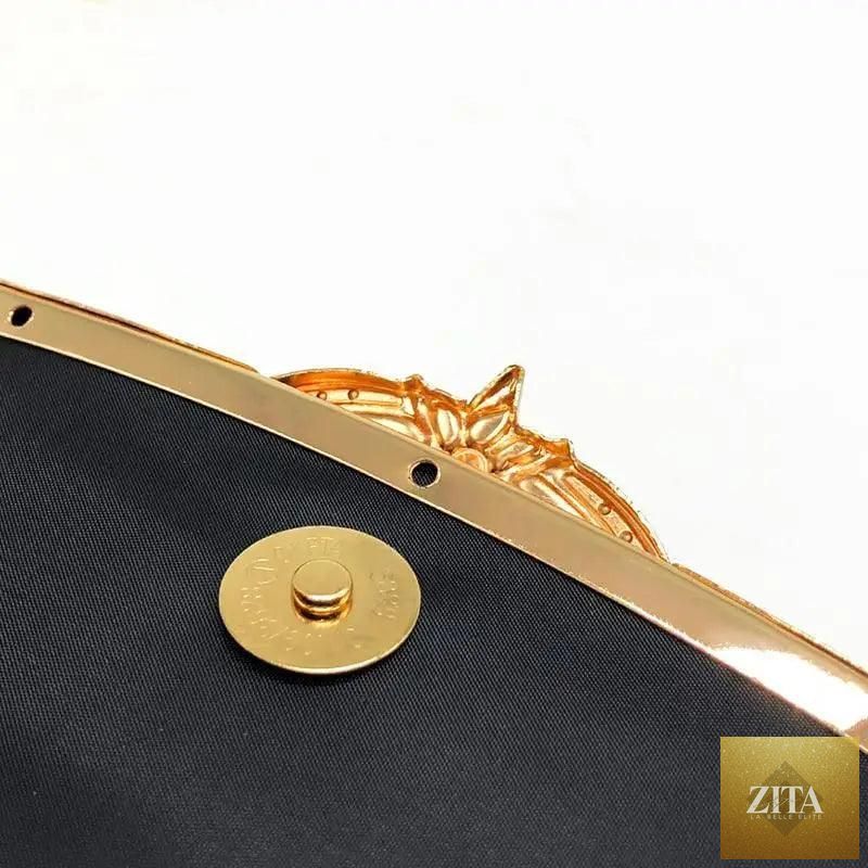 Elegant Stevvex genuine leather evening party clutch with glitter finish, perfect for weddings, banquets, and special occasions.