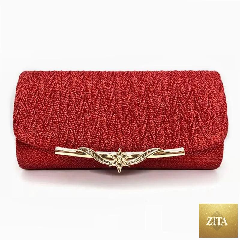 Elegant genuine leather Stevvex women's evening party bag with glitter detail, perfect for weddings and special occasions.