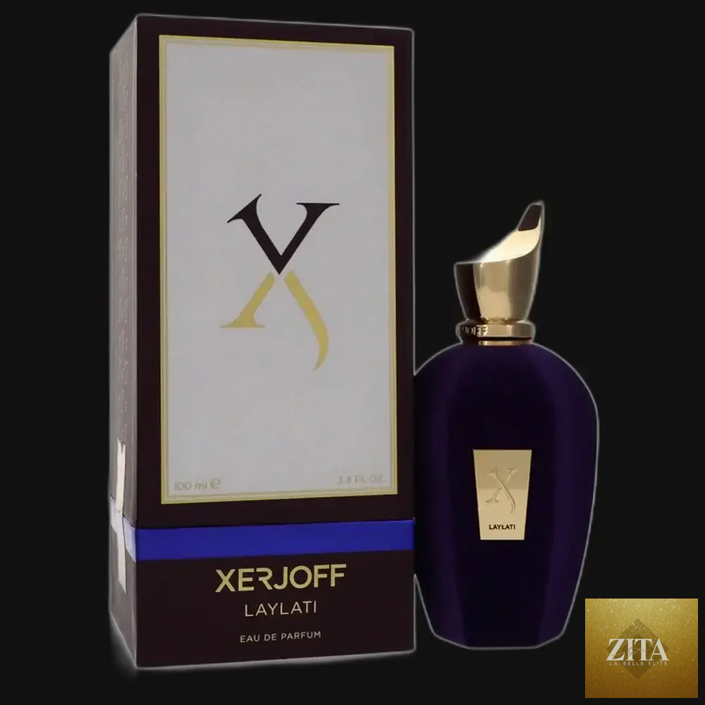 Laylati by Xerjoff unisex perfume spray, 3.4 oz, from Gamer Scents, featuring elegant glass bottle with a sleek design.