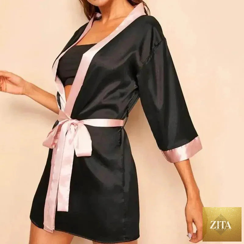 Stevvex vintage women's lightweight soft bathrobe with elegant design, comfortable nightwear for women, ideal for relaxing and sleep.