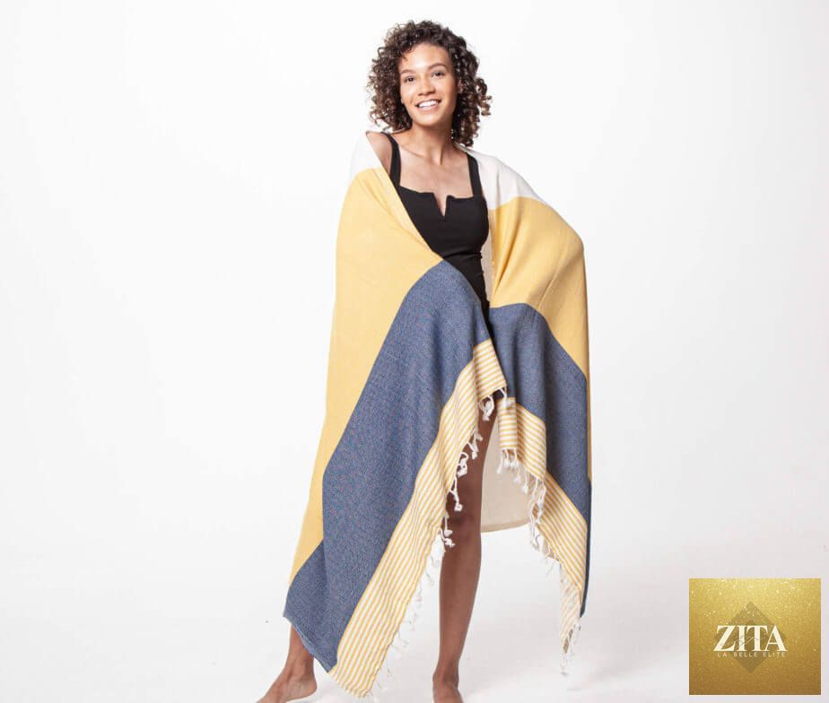 Multi-color Turkish towel bundle by Zita La Belle Elite, showcasing vibrant woven Turkish towels with intricate patterns.
