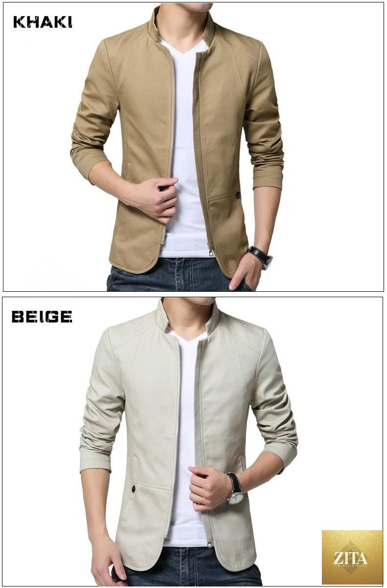 Stevvex black men's slim fit cotton jacket with elegant design, suitable for casual outdoor and business wear.