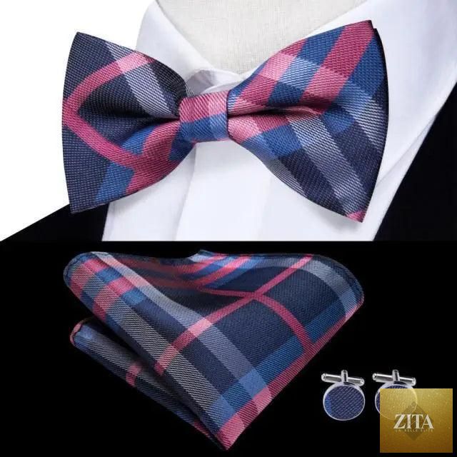 Beige silk butterfly bow tie and cufflinks set for men, elegant wedding and prom accessory by Stevvex, perfect for tuxedo outfits.