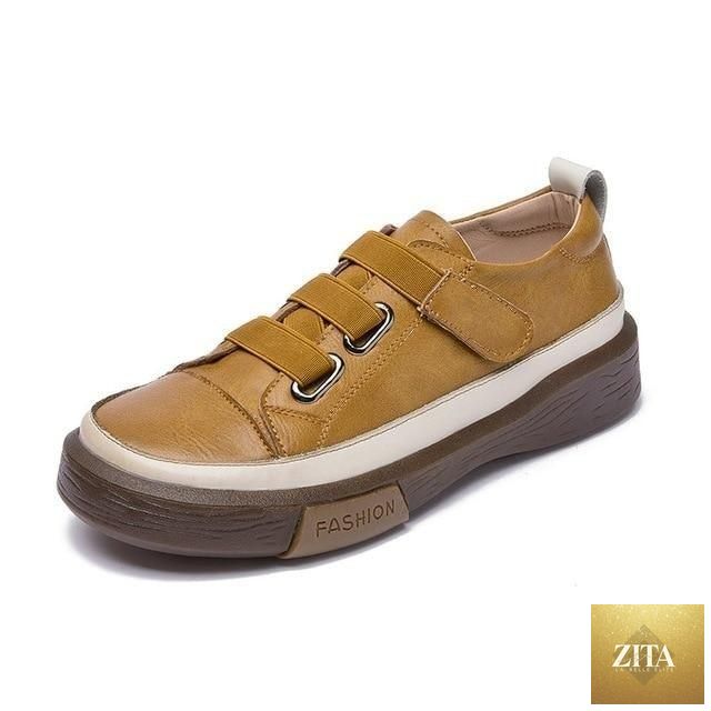 Stevvex women's sneakers made of genuine leather, featuring a casual flat design, soft comfort, and spring-ready style.