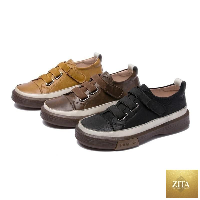Stevvex luxury leather women's sneakers in beige, casual flat shoes with soft, comfortable design for walking and everyday wear.