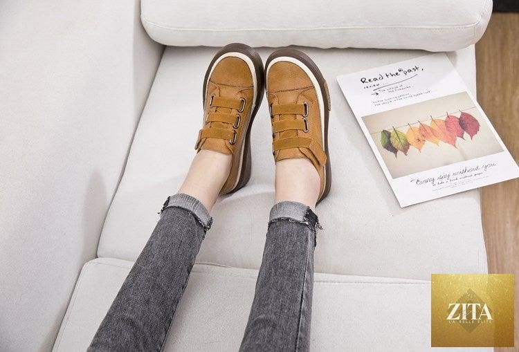 Stevvex women's luxury leather sneakers, casual flat shoes with soft genuine leather, perfect for comfortable spring walking.