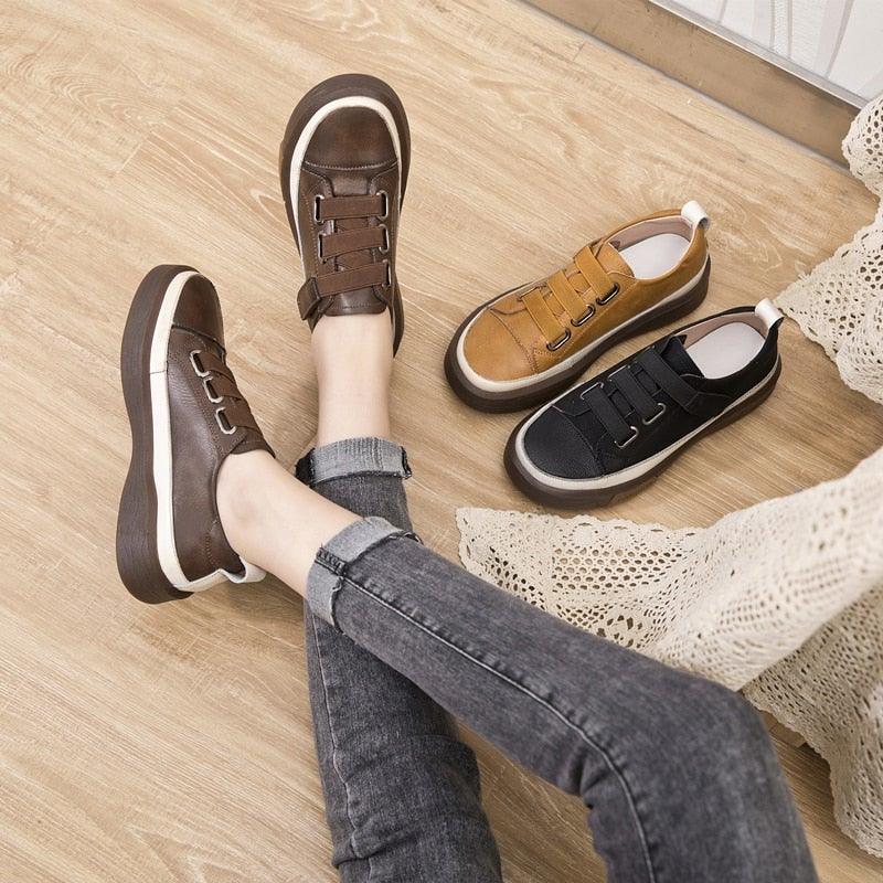 Stevvex luxury leather women's sneakers featuring casual flat design, soft genuine leather, perfect for spring and everyday walking.
