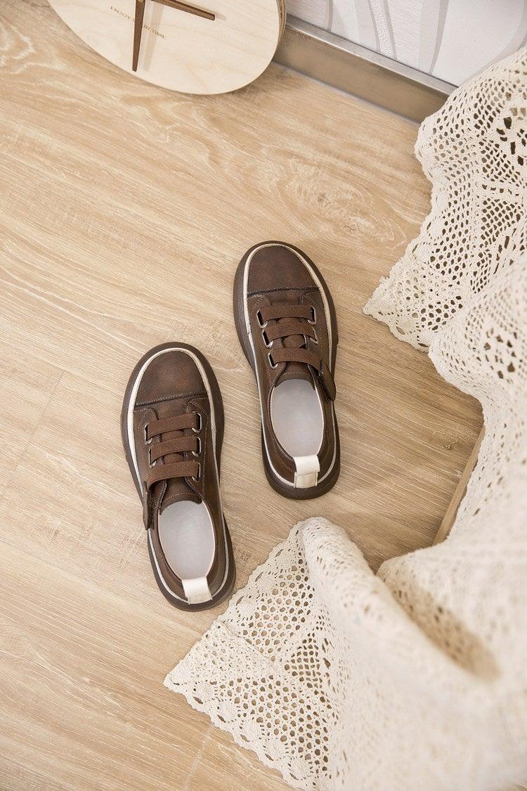 Stevvex luxury leather women's sneakers with spring design, casual flat shoes featuring soft genuine leather and comfortable walking sole.