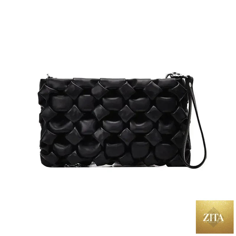 Elegant genuine leather Stevvex handbag with metal chain strap, designed as a luxury clutch or shoulder bag for women and girls.