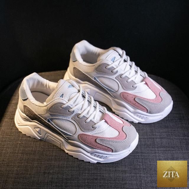 Stevvex women’s luxury sneakers with thick soles, round toe, breathable mesh, lightweight design, and non-slip platform for walking.