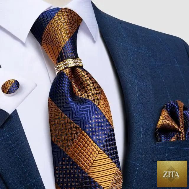 Luxury men's solid color floral silk tie and cufflink set from Stevvex, perfect for wedding or formal occasions.