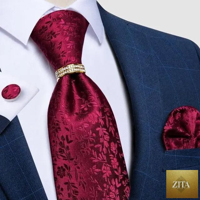 Luxury men's silk floral wedding tie and cufflink set by Stevvex, featuring high-quality solid color design for formal occasions.