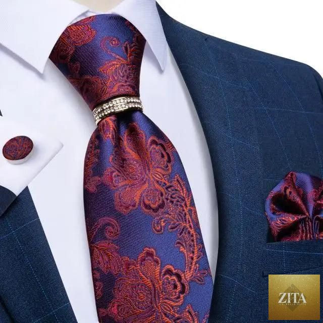 Stevvex luxury men's wedding silk floral tie set with matching cufflinks, high-quality solid color fashion necktie for formal occasions.