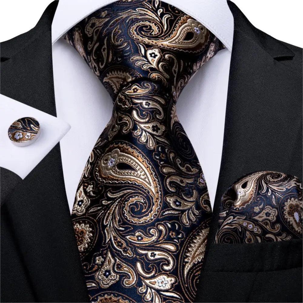 Luxury floral silk necktie, matching hanky, and cufflinks set for men by Stevvex, ideal for wedding or formal occasions.