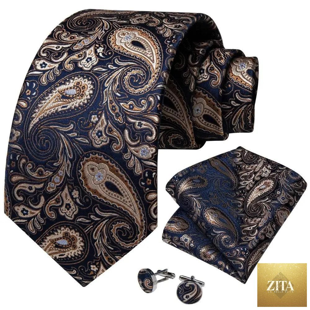 Luxury floral silk necktie, matching pocket square, and cufflinks set for men by Stevvex, ideal for weddings and formal events.