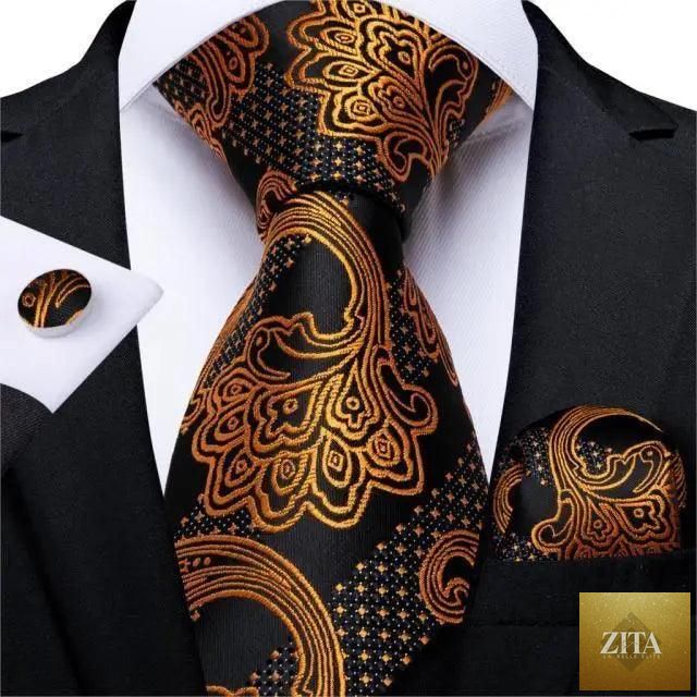 Stevvex luxury wedding floral silk necktie, handkerchief, and matching cufflinks set for men with classic design, perfect for formal events