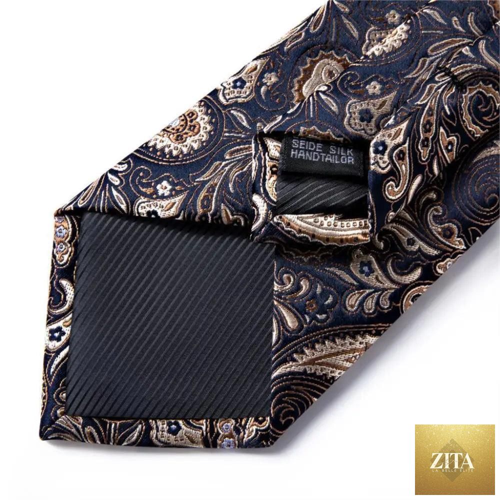 Luxury floral design silk necktie, matching hanky, and cufflinks set for men by Stevvex, perfect for wedding and formal occasions.