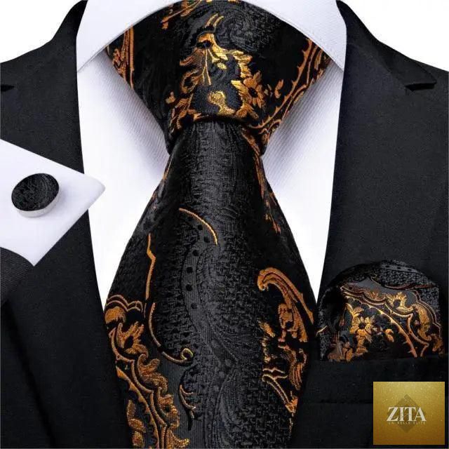 Luxury floral silk necktie, matching hanky, and cufflinks set for men's wedding or party by Stevvex, classic elegant design.