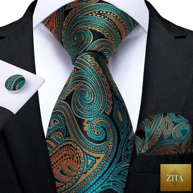 Luxury floral silk necktie, hanky, and matching cufflinks set for men by Stevvex, ideal for wedding and formal events.