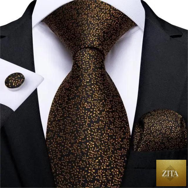 Luxury floral silk necktie, matching hanky, and cufflinks set for men, elegant wedding party accessories by Stevvex.