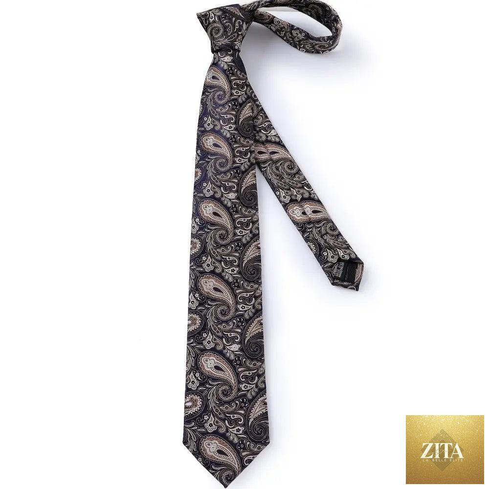 Luxury floral silk necktie, matching hanky, and cufflinks set for men by Stevvex, ideal for wedding and formal occasions.