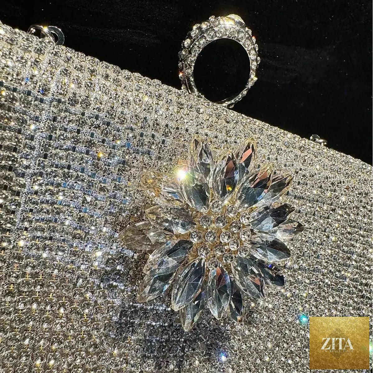 Luxury rhinestones tassel evening clutch bag with detachable chain, Mariam's Collection, perfect for parties and prom events.