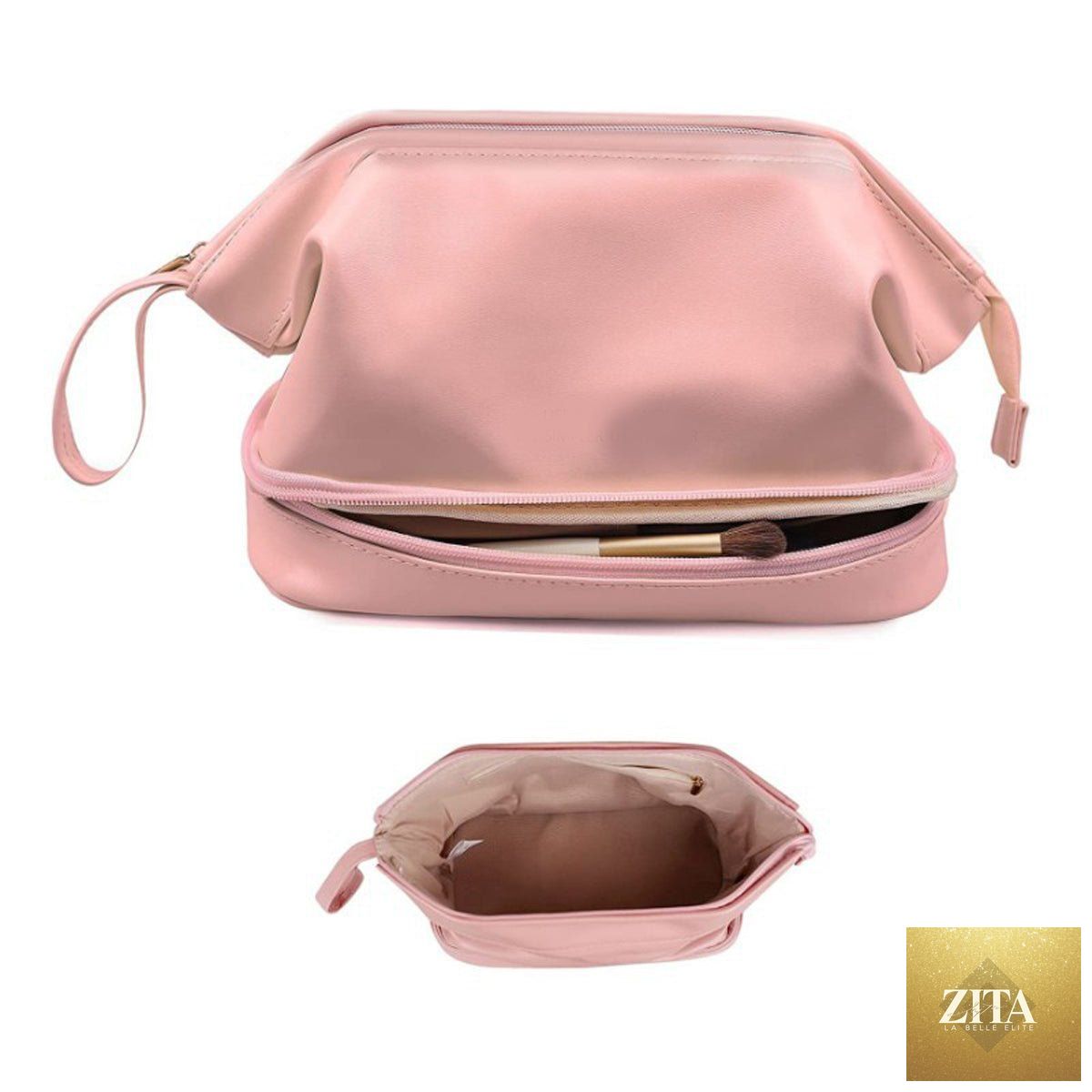 Dashing Nova compact makeup and toiletry bag with brush slot, portable travel organizer with large capacity for cosmetics and toiletries.